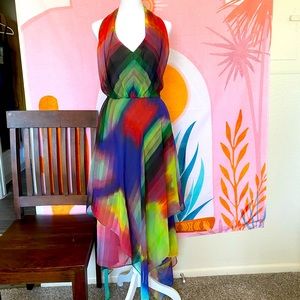 Suzi Chin for Maggie Boutique Multicolor Chiffon Dress, size 10